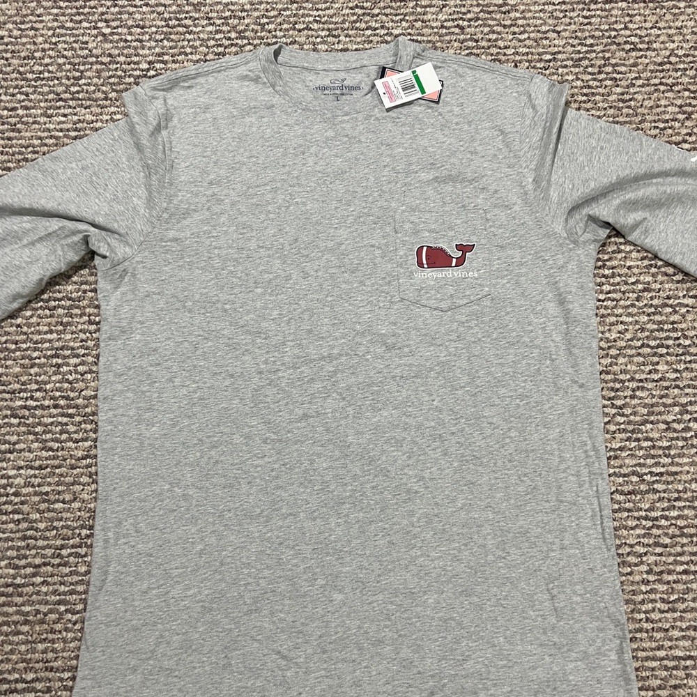 Vineyard Vines Gray Long Sleeve Football Tee Large (NWT)